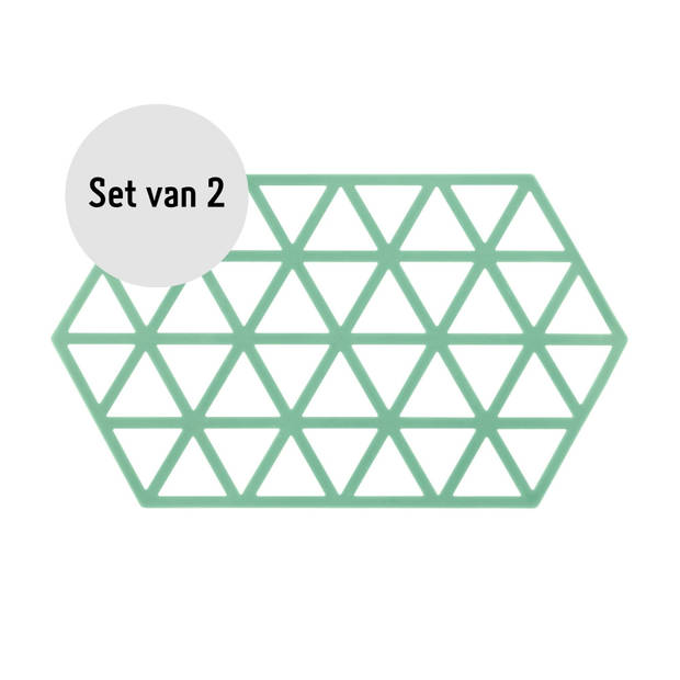 Krumble Siliconen pannenonderzetter Hexagon lang - Groen - Set van 2