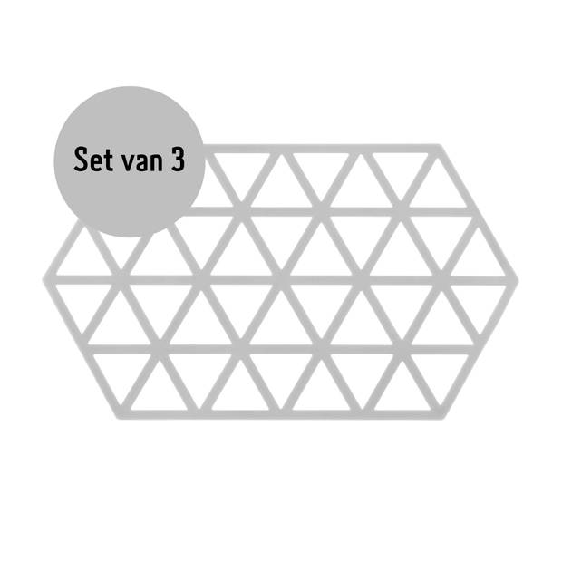 Krumble Siliconen pannenonderzetter Hexagon lang - Grijs - Set van 3