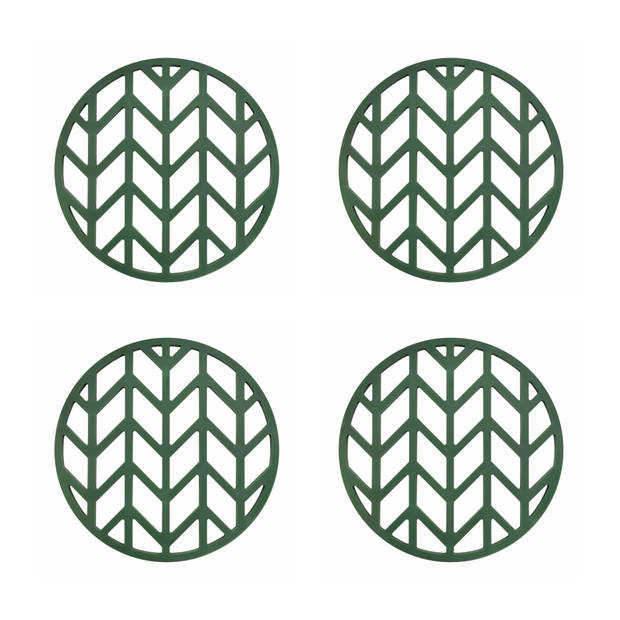 Krumble Siliconen pannenonderzetter rond met pijlen patroon - Groen - Set van 4