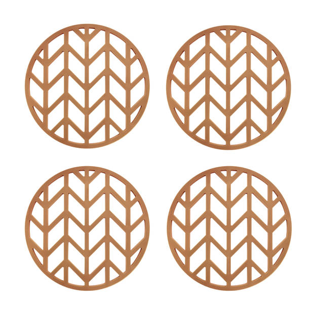 Krumble Pannenonderzetter met pijlen patroon - Bruin - Set van 4