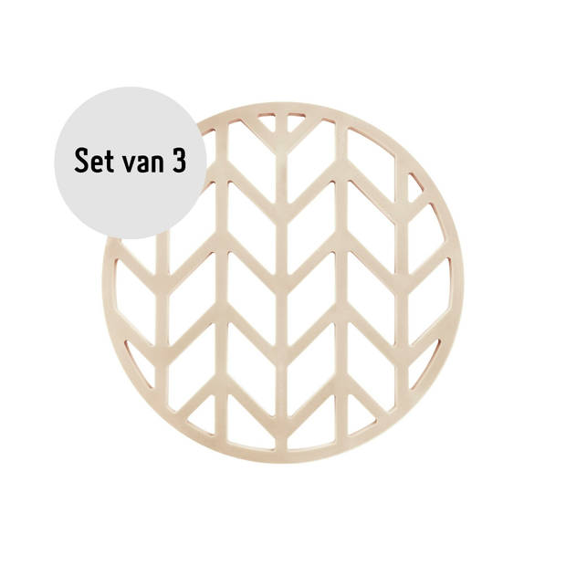 Krumble Pannenonderzetter met pijlen patroon - Beige - Set van 3