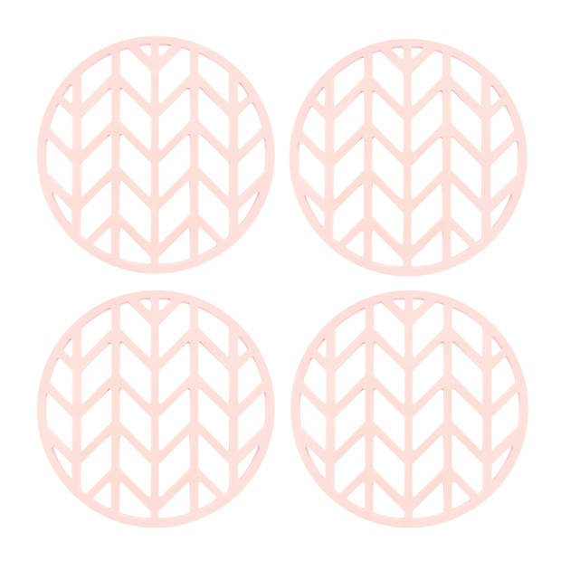 Krumble Siliconen pannenonderzetter rond met pijlen patroon - Roze - Set van 4