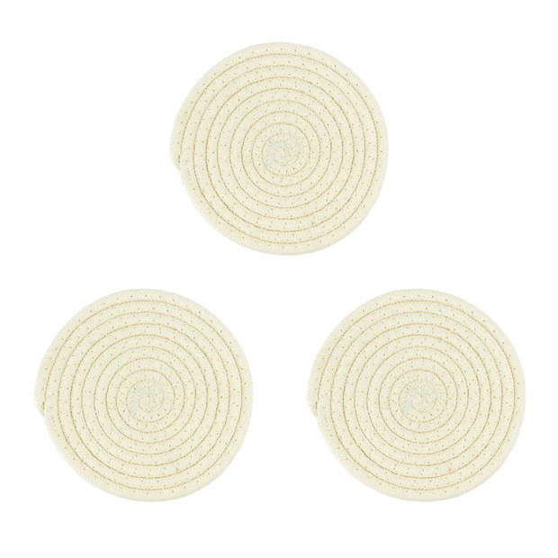 Krumble Pannenonderzetter rond - Katoen - Beige - Set van 3