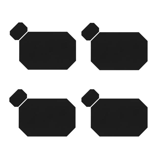 Krumble Placemat achthoekig + onderzetter - PU Leder - Zwart - Set van 4