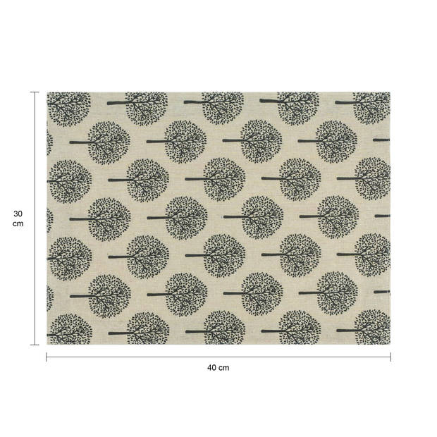 Krumble Placemat met boom patroon - 30 x 40 cm - Katoen - Beige - Set van 2