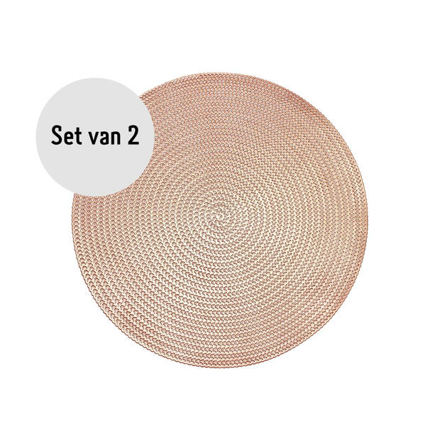 Krumble Placemat rond - PVC - Rosegoud - Set van 2