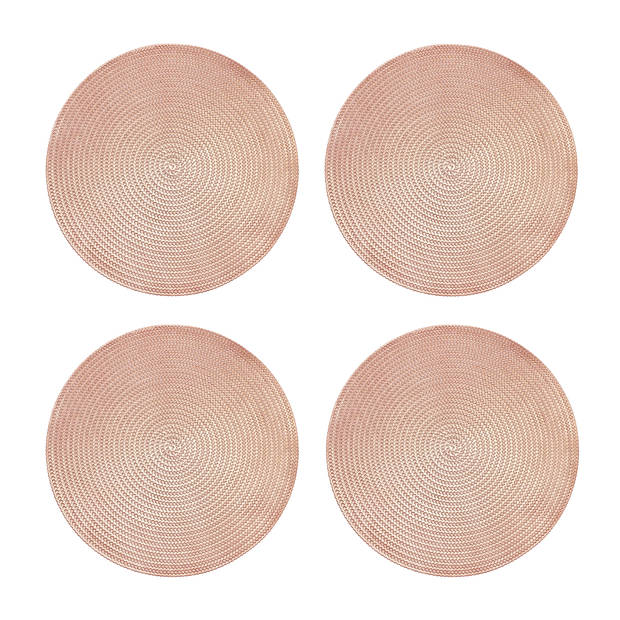 Krumble Placemat rond - PVC - Rosegoud - Set van 4