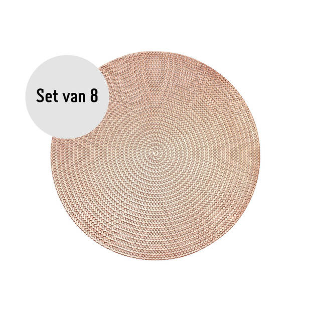 Krumble Placemat rond - PVC - Rosegoud - Set van 8