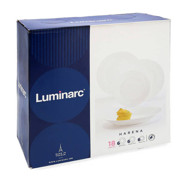 Serviesset Luminarc 1700 Wit Glas 18 Onderdelen