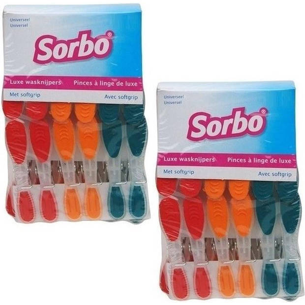 Sorbo Softgrip Wasknijpers - Gekleurde Klemmen - 96 Stuks - Met Comfortabele Grip