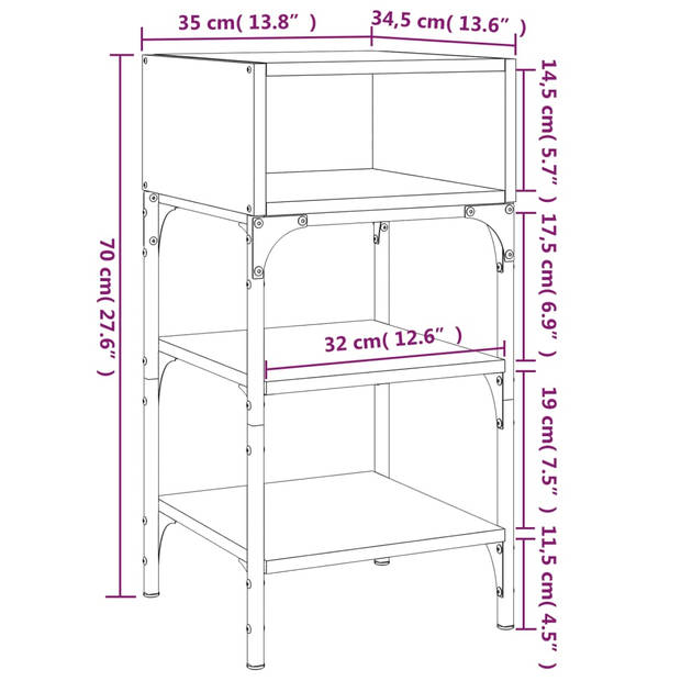 vidaXL Nachtkastjes 2 st 35x34,5x70 cm bewerkt hout zwart