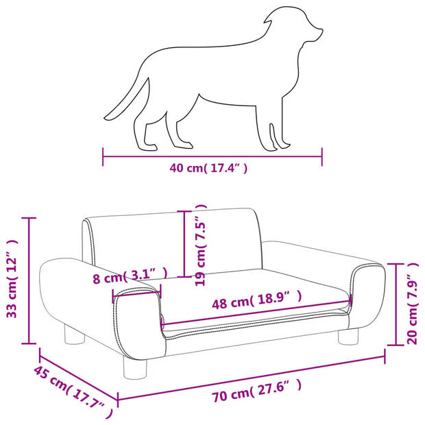 The Living Store Hondenbed - Fluweel - 70 x 45 x 33 cm - Bruin