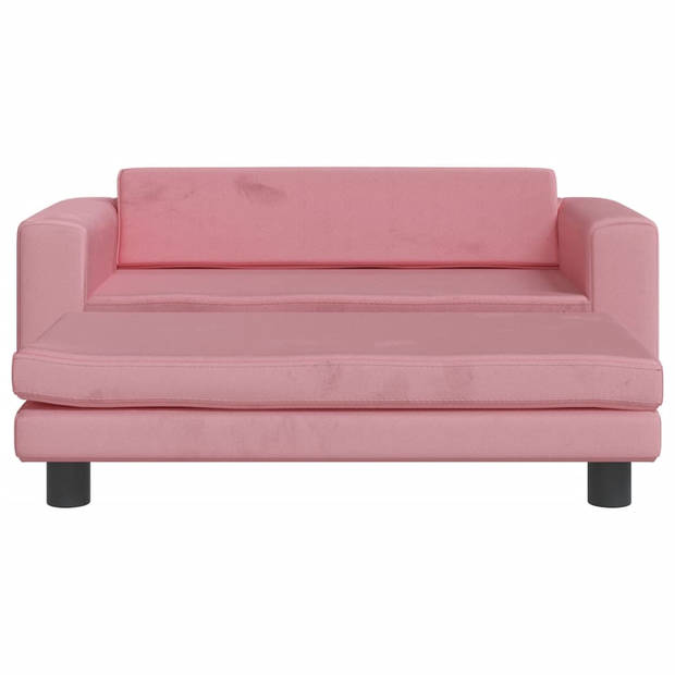 vidaXL Kinderbank met voetensteun 100x50x30 cm fluweel roze