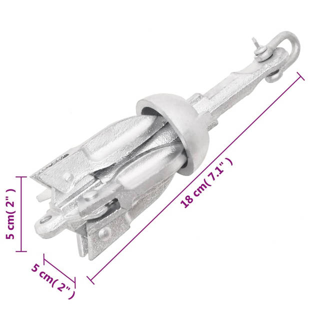 vidaXL Anker inklapbaar 0,7 kg smeedijzer zilver