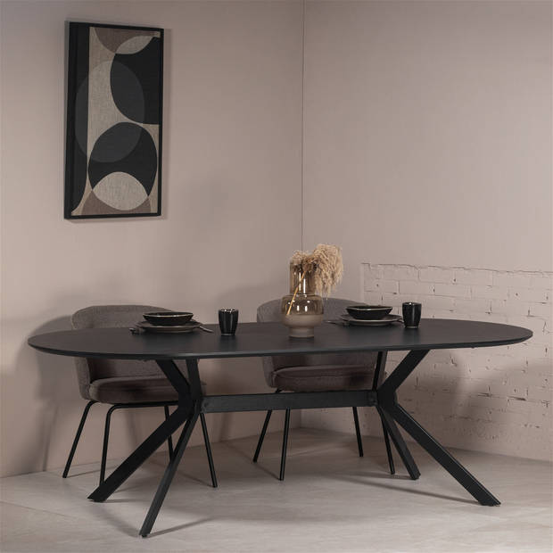 Giga Meubel - Eettafel Ovaal - Zwart - 220cm - Eettafel Julian