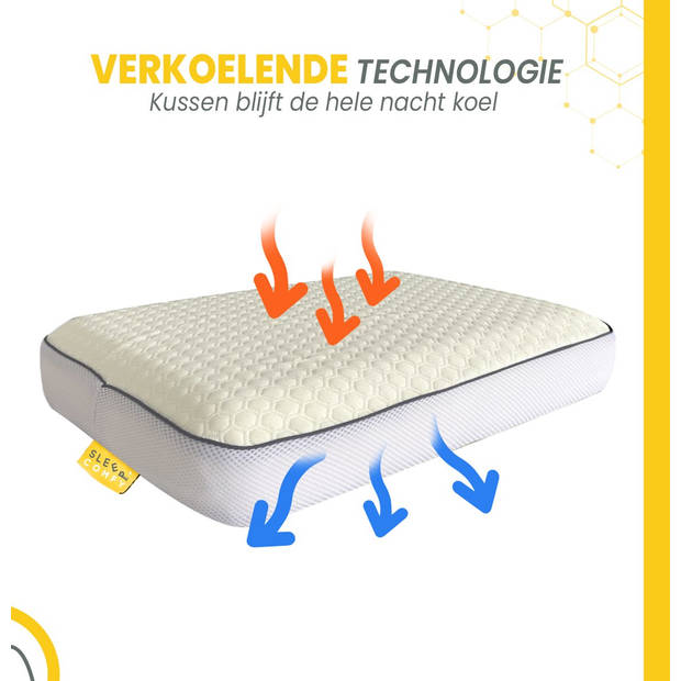 Sleep Comfy - Hoofdkussen - Traagschuim Hoofdkussen - Geschikt voor rug-, zij-en buikslapers - Mollig Kussen 60x40x13 cm