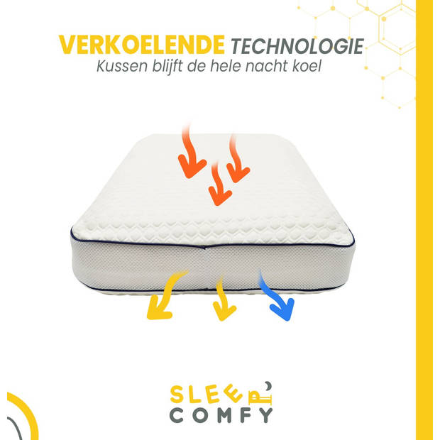 Sleep Comfy - Hoofdkussen - Traagschuim Hoofdkussen - Geschikt voor rug, zij-en buikslapers - XL Luxe Kussen 70x40x12 cm