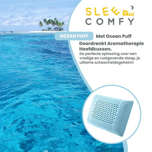 Sleep Comfy - Aromatherapie Serie Ocean Puff - Traagschuim Hoofdkussen - Met Ocean Puff Kussenspray 60x40x16 cm