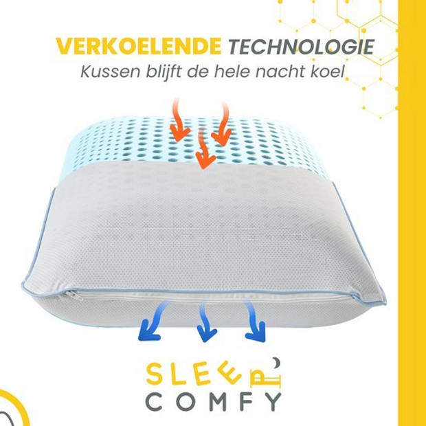 Sleep Comfy - Aromatherapie Serie Ocean Puff - Traagschuim Hoofdkussen - Met Ocean Puff Kussenspray 60x40x16 cm