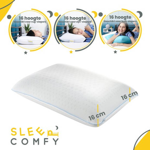 Sleep Comfy - Aromatherapie Serie Ocean Puff - Traagschuim Hoofdkussen - Met Ocean Puff Kussenspray 60x40x16 cm