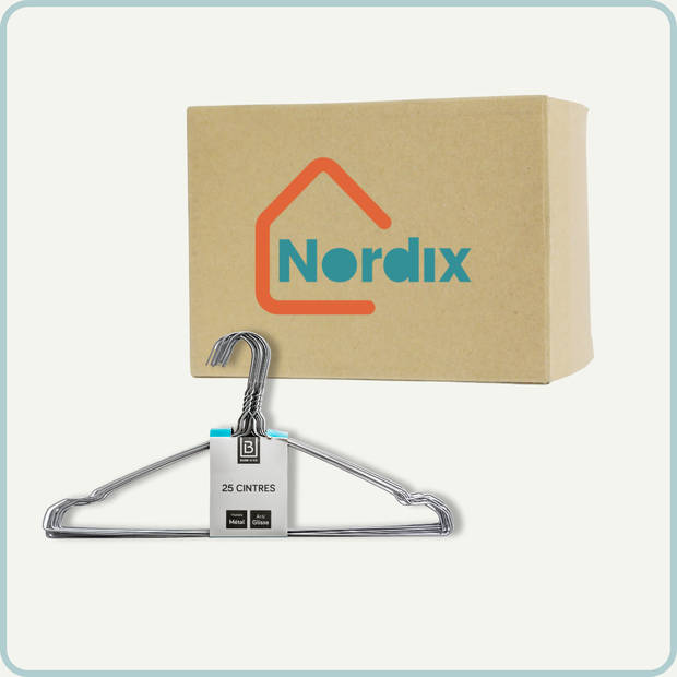 Nordix Kledinghangers Set 25 stuks - Metaal - Zwart - Draadhanger - Kleerhangers