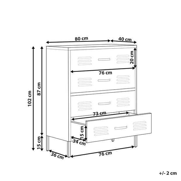 Beliani ENAGO - Commode-Groen-Staal