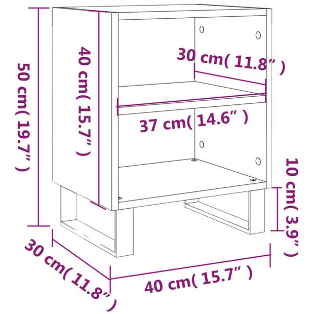 vidaXL Nachtkastje 40x30x50 cm bewerkt hout hoogglans wit