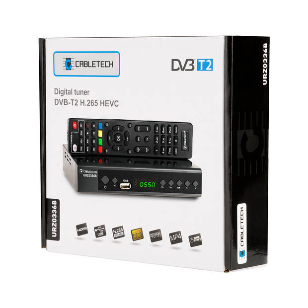 Cabletech DVB-T2 HEVC H.265 tuner ideaal voor ontvangst van het nieuwe DVB-T2 signaal