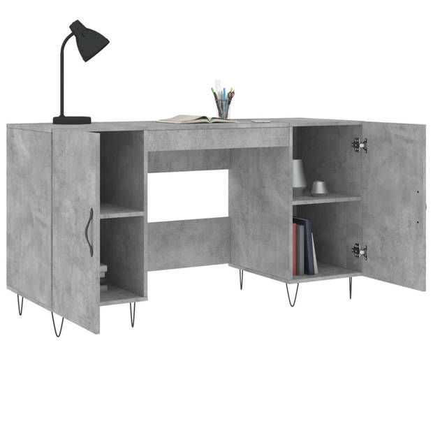 vidaXL Bureau 140x50x75 cm bewerkt hout betongrijs