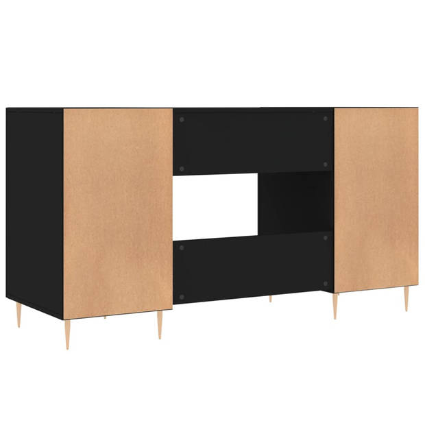 The Living Store Bureau - Zwarte Bewerkt Houten Bureau - 140 x 50 x 75 cm - Industriële Stijl