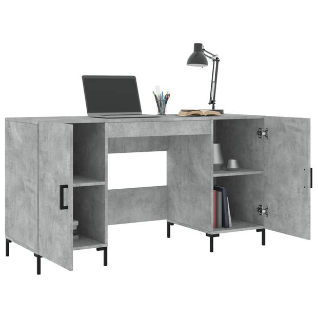 The Living Store Bureau - Betongrijs - 140 x 50 x 75 cm - Duurzaam hout en ijzer