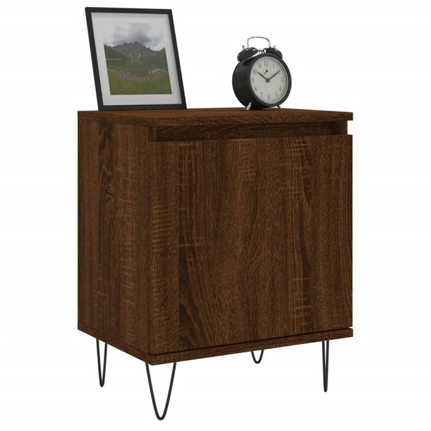 vidaXL Nachtkastjes 2 st 40x30x50 cm bewerkt hout bruin eikenkleur