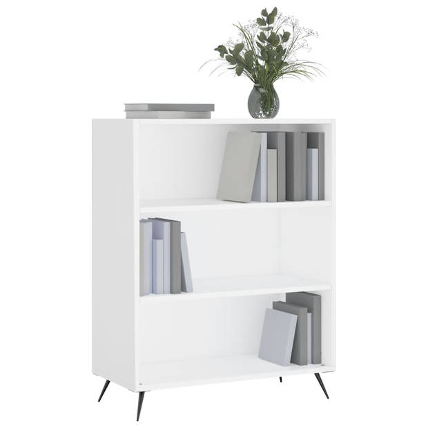 The Living Store Boekenkast Wit - 69.5 x 32.5 x 90 cm - Stevig bewerkt hout en metaal