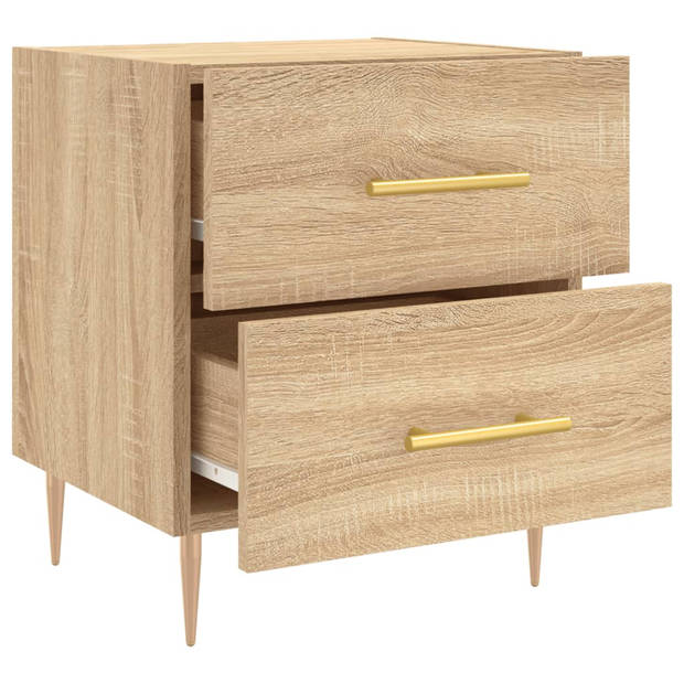 vidaXL Nachtkastjes 2 st 40x35x47,5 cm bewerkt hout sonoma eikenkleur