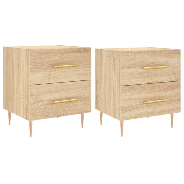 vidaXL Nachtkastjes 2 st 40x35x47,5 cm bewerkt hout sonoma eikenkleur