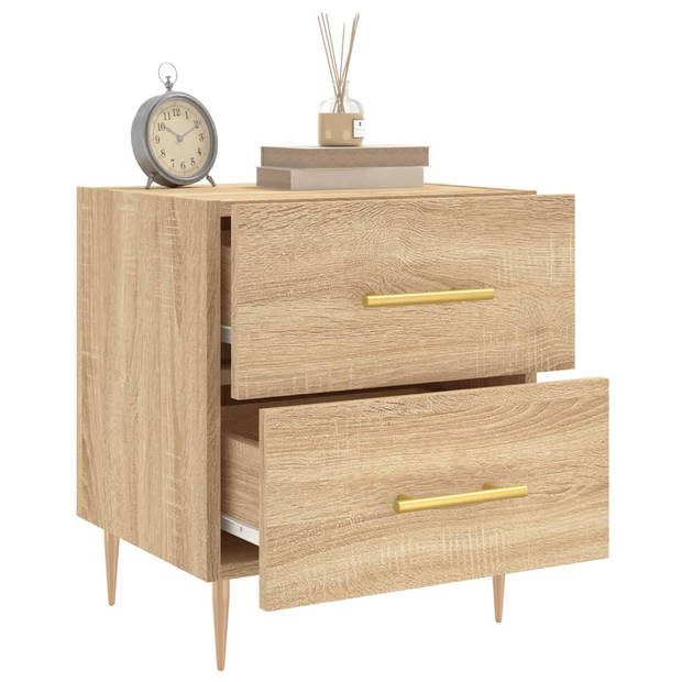 vidaXL Nachtkastjes 2 st 40x35x47,5 cm bewerkt hout sonoma eikenkleur