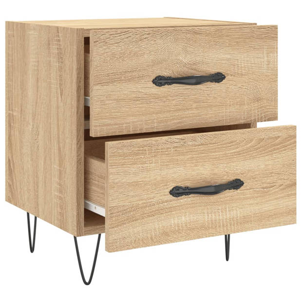 vidaXL Nachtkastjes 2 st 40x35x47,5 cm bewerkt hout sonoma eikenkleur