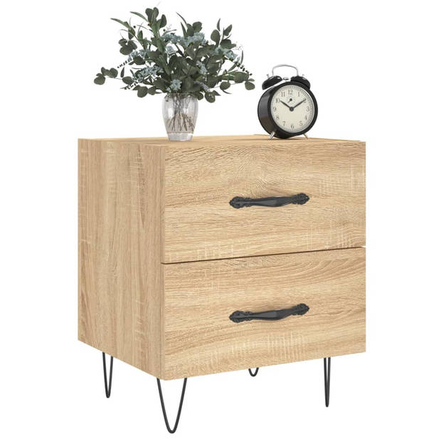 vidaXL Nachtkastjes 2 st 40x35x47,5 cm bewerkt hout sonoma eikenkleur