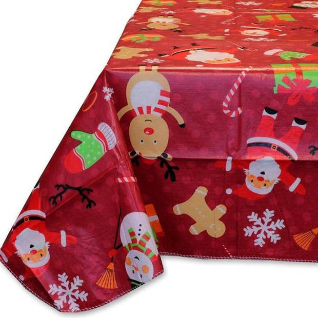 Kerst tafelkleed - 100% Polyethyleen - Afneembaar - 140 x 230 cm - Rood