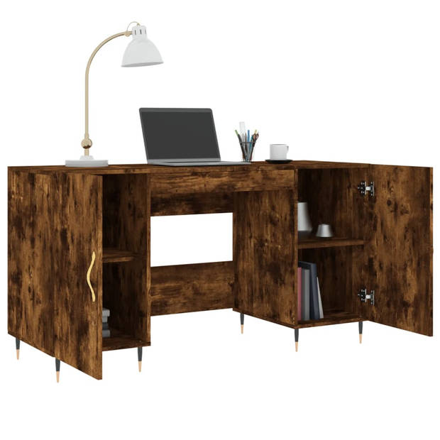 The Living Store Bureau Industrieel - Bureau - 140x50x75 - Gerookt Eiken