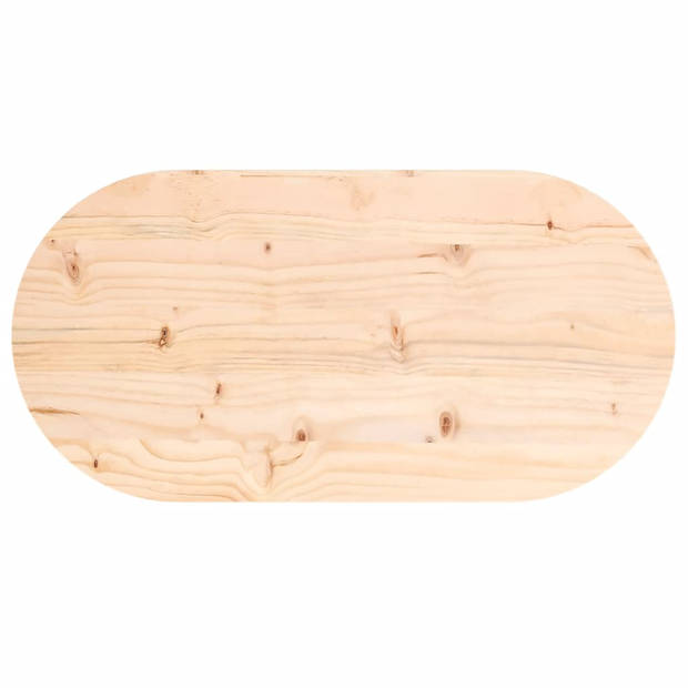 vidaXL Tafelblad ovaal 80x40x2,5 cm massief grenenhout