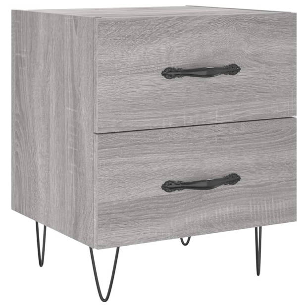 vidaXL Nachtkastjes 2 st 40x35x47,5 cm bewerkt hout grijs sonoma eiken