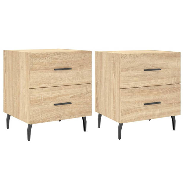 vidaXL Nachtkastjes 2 st 40x35x47,5 cm bewerkt hout sonoma eikenkleur