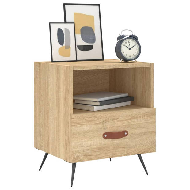 vidaXL Nachtkastjes 2 st 40x35x47,5 cm bewerkt hout sonoma eikenkleur