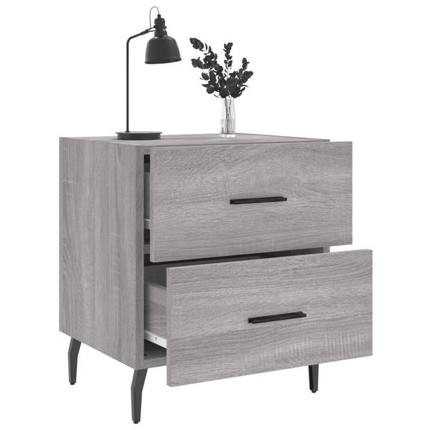 vidaXL Nachtkastjes 2 st 40x35x47,5 cm bewerkt hout grijs sonoma eiken