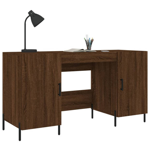 The Living Store Bureau Terra - Bruineiken - 140x50x75 cm - Industriële stijl