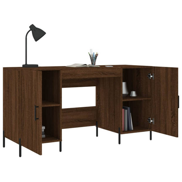 The Living Store Bureau Terra - Bruineiken - 140x50x75 cm - Industriële stijl