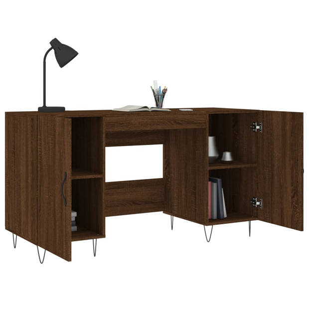 The Living Store Bureau - Bruineiken - 140 x 50 x 75 cm - Duurzaam bewerkt hout - Met opbergruimte