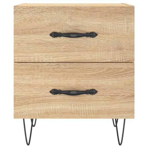 vidaXL Nachtkastjes 2 st 40x35x47,5 cm bewerkt hout sonoma eikenkleur