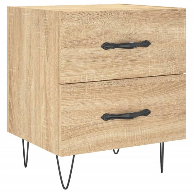 vidaXL Nachtkastjes 2 st 40x35x47,5 cm bewerkt hout sonoma eikenkleur